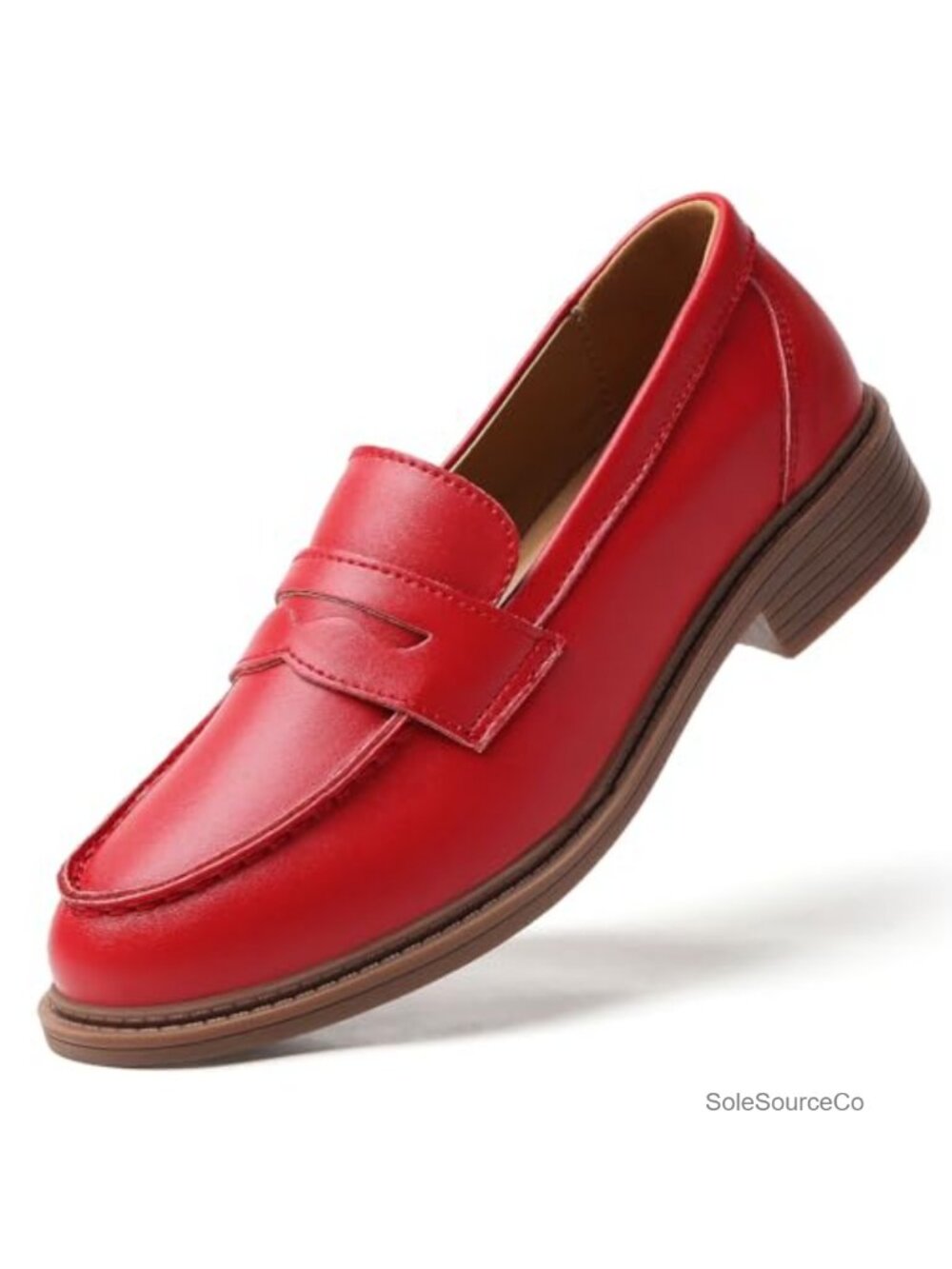 QJN Penny Loafers Women Low Heel Slip On Work Business Casual Shoes Round Toe